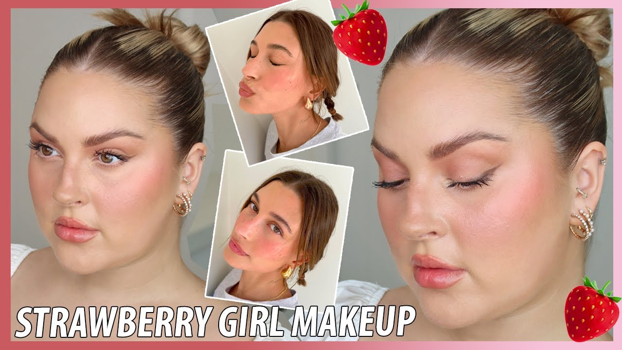 trying the Hailey Bieber STRAWBERRY MAKEUP trend! 🍓 HAIR & GLAM