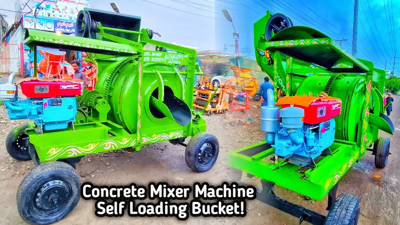 Concrete Mixer Machine With Self Loading Bucket - Mixture Machine Automatic Hopper #concretemixer