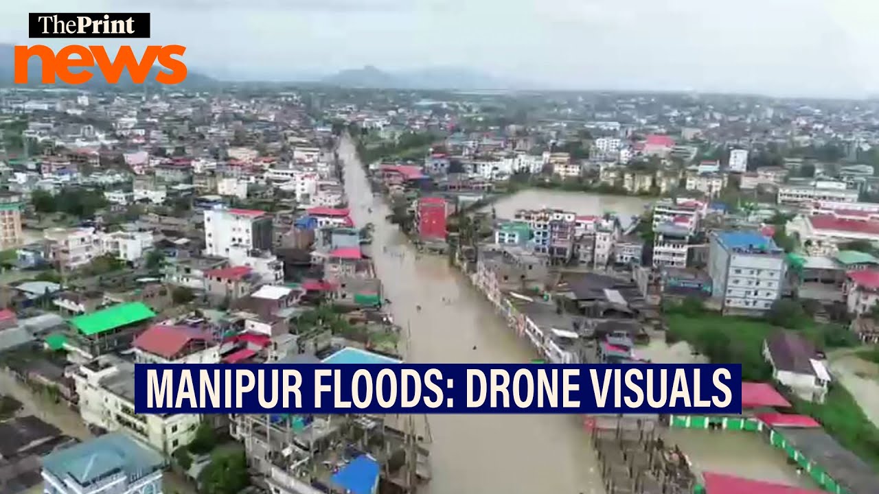 Drone visuals from Manipur's Imphal, where heavy rainfall has led to flood-like situation