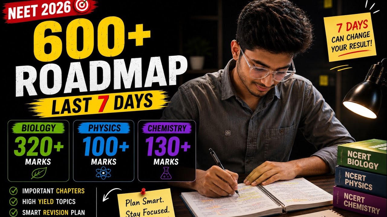 600+ in NEET 2026? 🚀 Last 7 Days Strategy | Biology 320+ | Physics 100+ | Chemistry 130+ | RE-NEET26