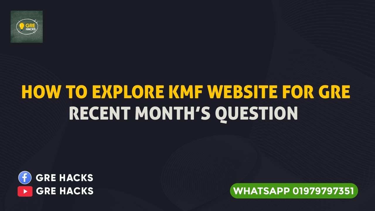 How to explore KMF website for GRE Preparation. GRE preparation for beginners.