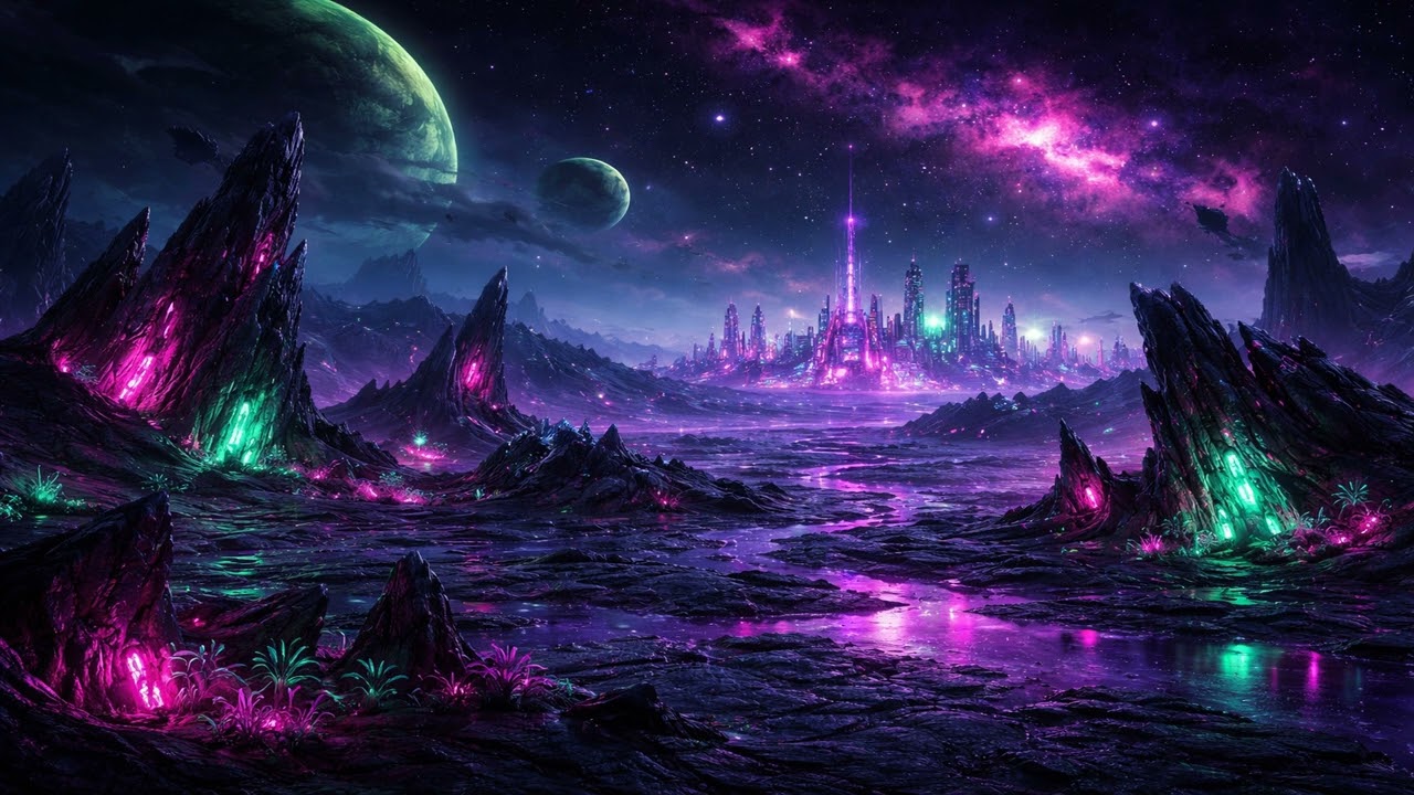 SciFi Artwork 4K | Neon Wastes | Space Screensaver TV Wallpaper