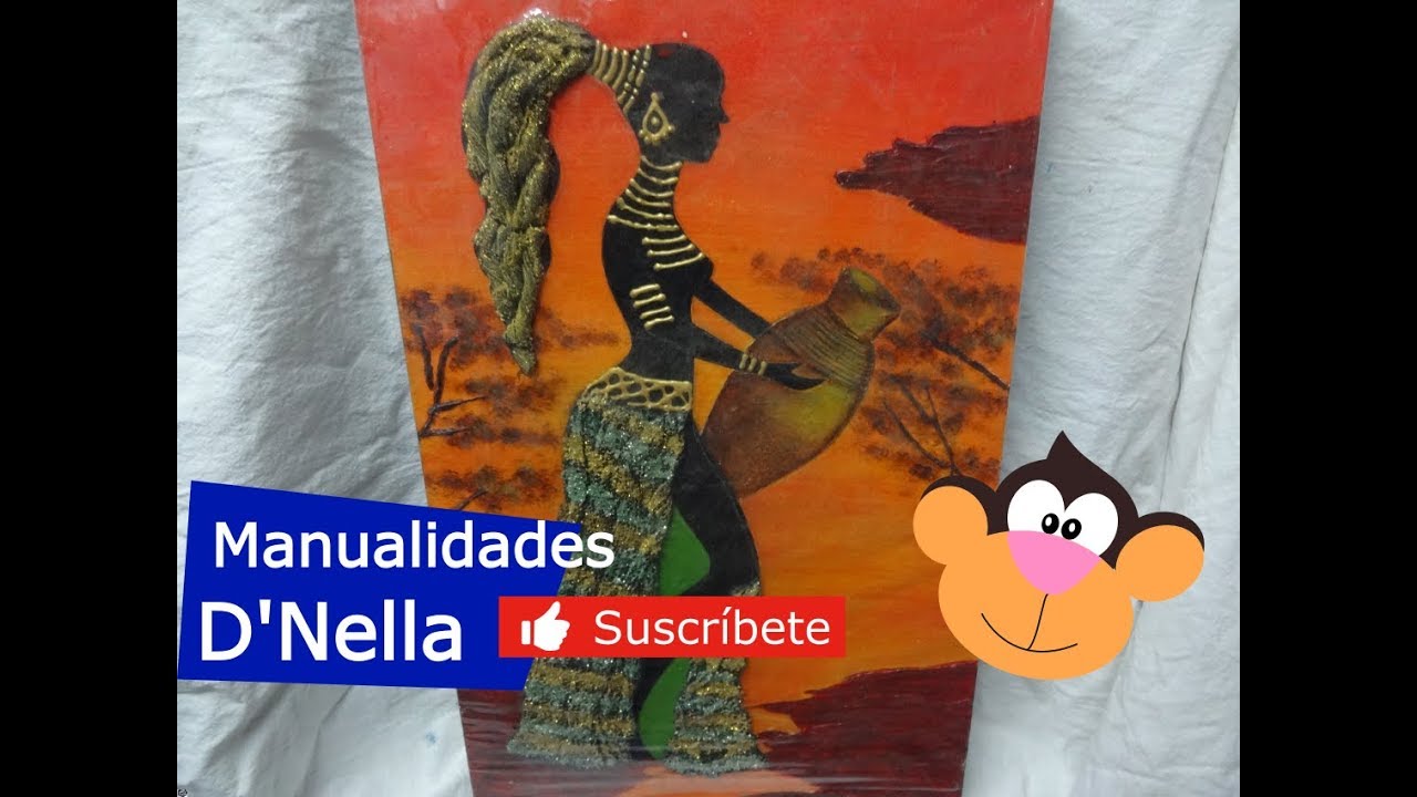 Cuadro de Africana con Textura y Gasa Parte 2 By: 