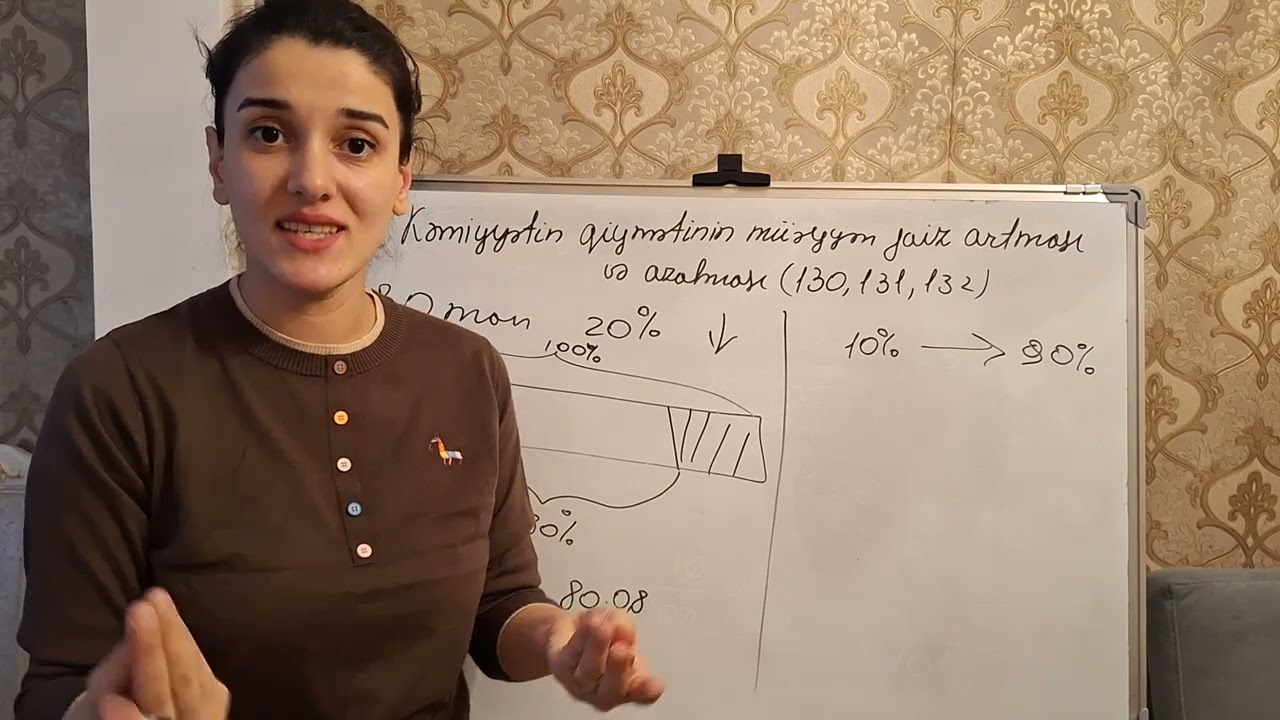 5-ci sinif riyaziyyat. Səh 130,131,132. Kəmiyyəti qiymətinin müəyyən faiz artması və azalması