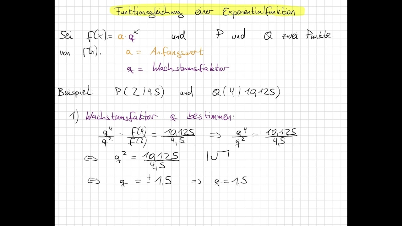 Exponentialfunktion mithilfe zweier Punkte bestimmen