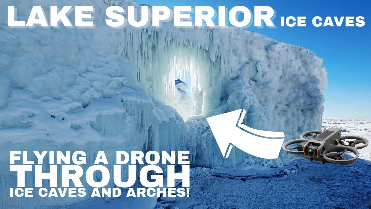 Discovering natural forming Lake Superior Ice Caves with a drone!