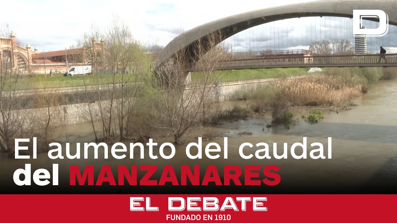 Así se ve el Manzanares a su paso por Madrid tras las fuertes lluvias del fin de semana
