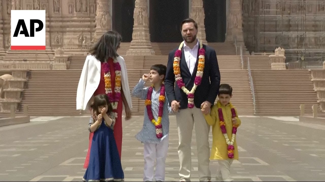 JD Vance and family visit temple on first day of visit to India