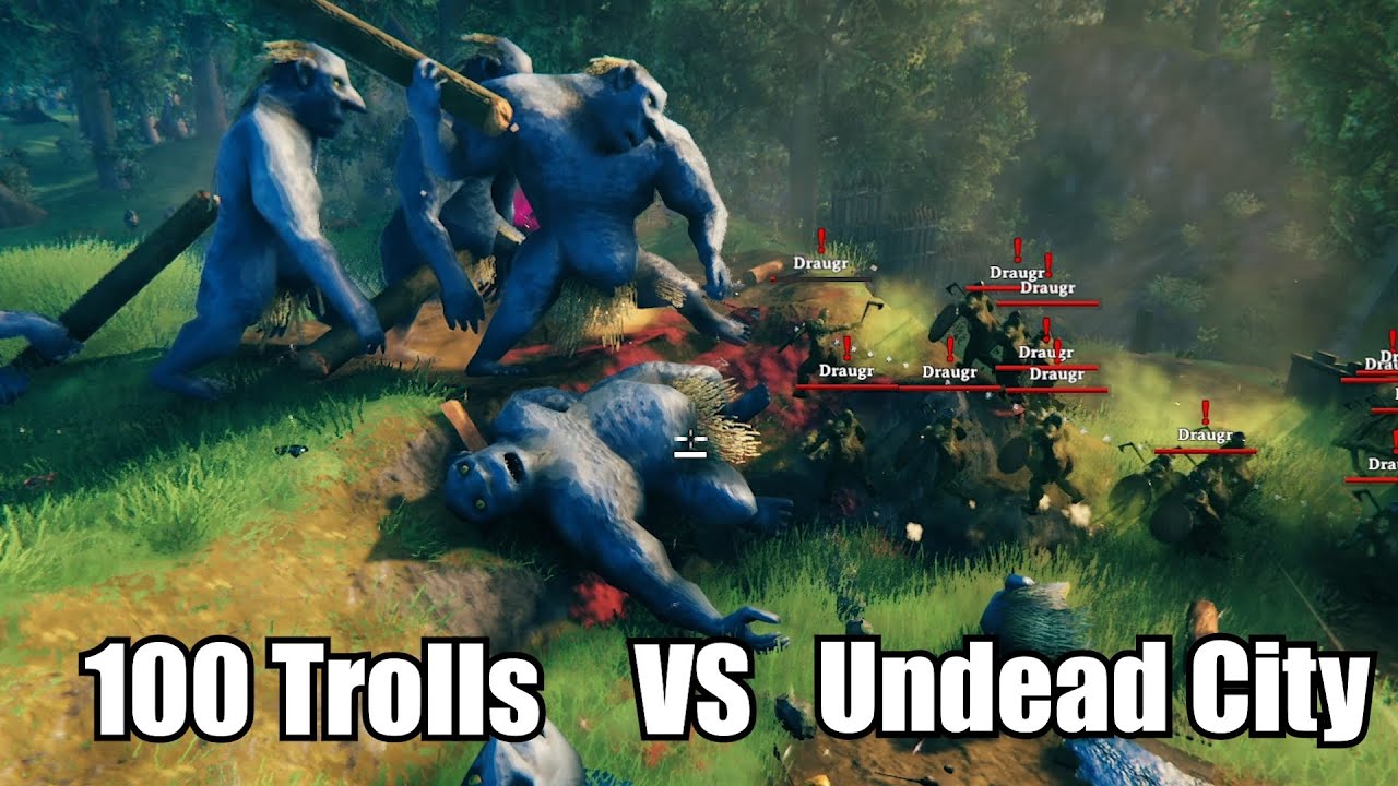 100 Trolls Vs 1000 Undead | Siege Battle | Valheim