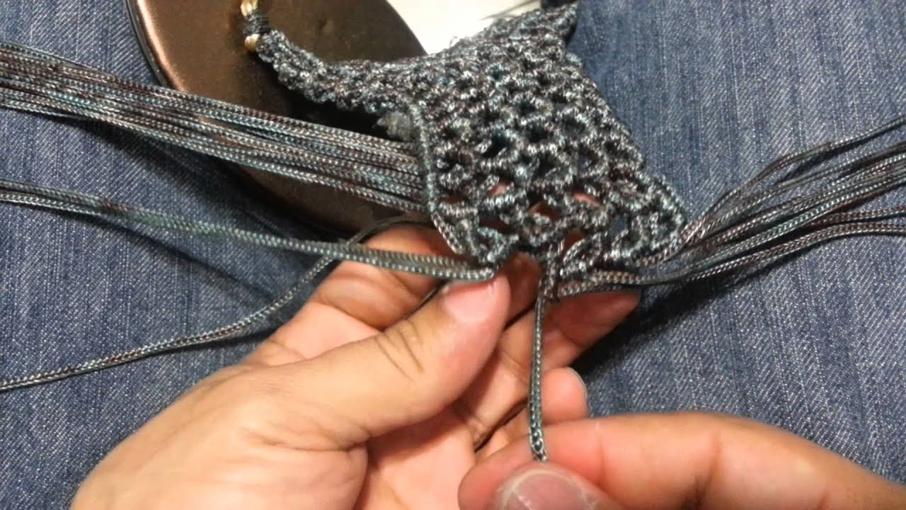 3era parte de sandalias hechas con macrame