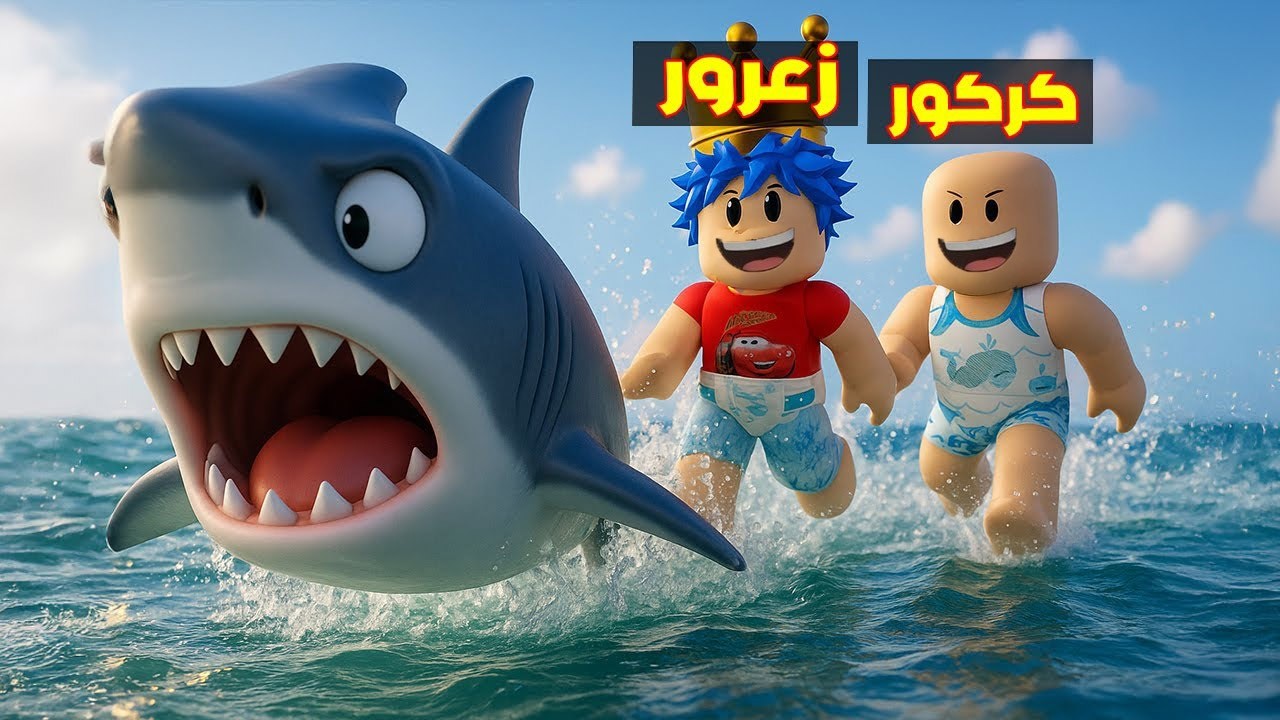 فلم روبلوكس : القرش يهرب من زعرور وكركور يسبح بسرعة  😱🔥