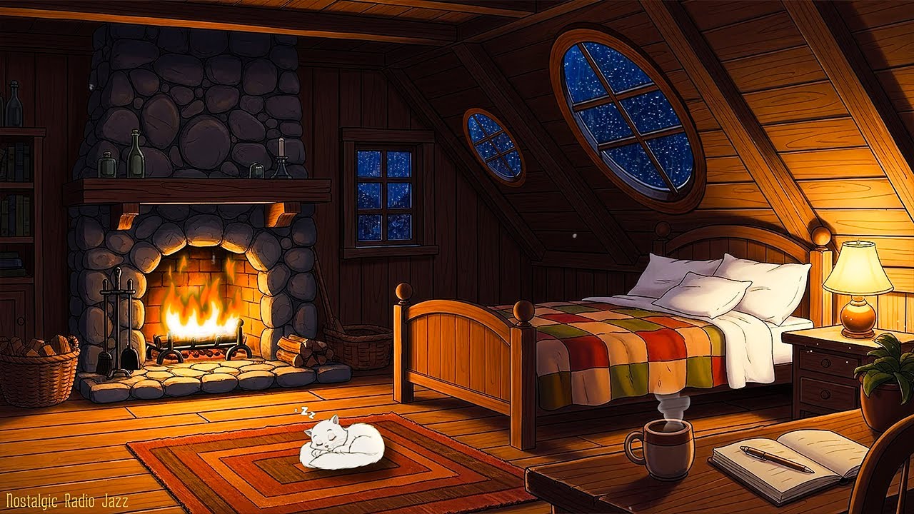 a rainy day in cozy room ambience with 1960's soft oldies playing in another room for sleep & unwind