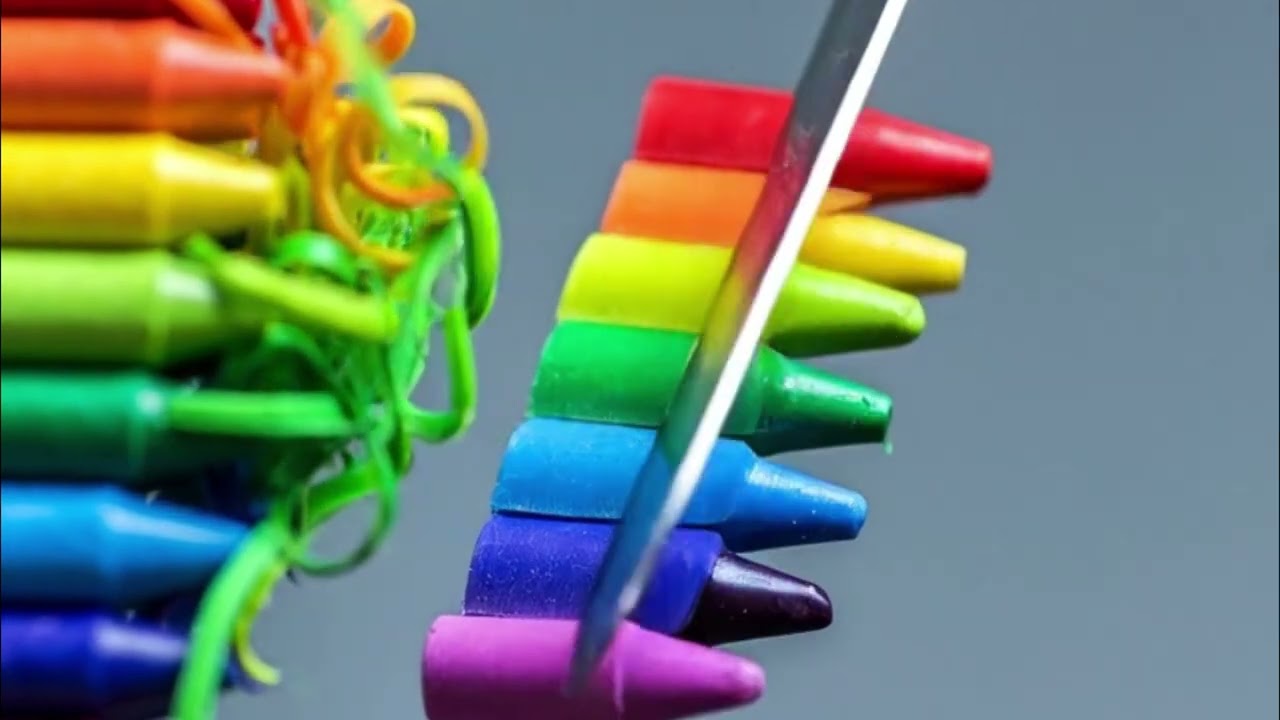 AITrance ASMR Colorful Crayon Cutting ASMR (Breaking Point Slow Motion) 😴