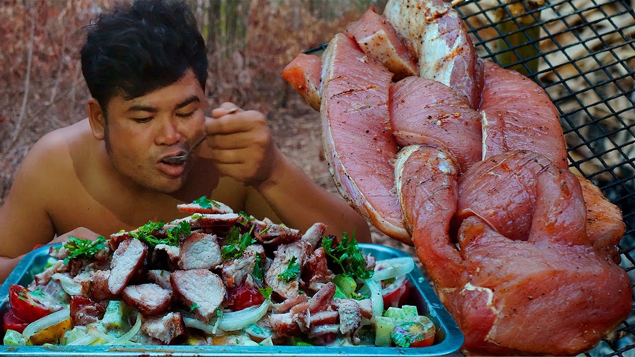 Roast Pork Sirloin Salad In Wild | ARS Primitive Cooking