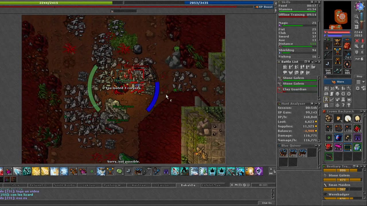 Tibia - Stone Golem Charm Bestiary - Rapid Respawn - RP 200+