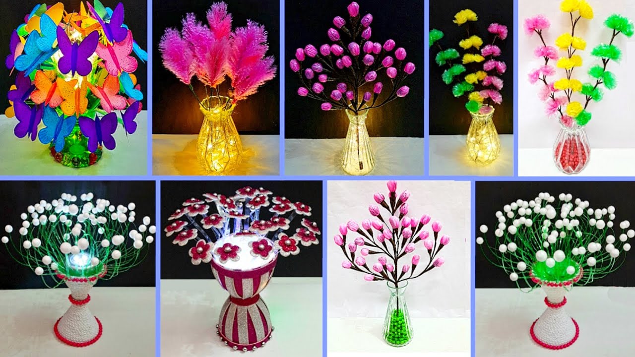DIY 6 Handmade flower Bouquet with light (part 1) | DIY room decoration idea