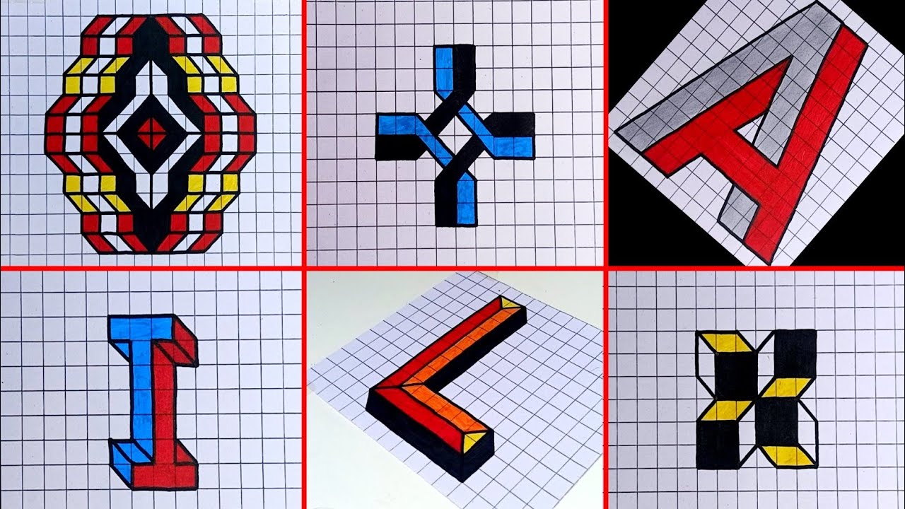 Graph Paper Art / Designs / illusions / Drawings for Beginners || Ashar 2M