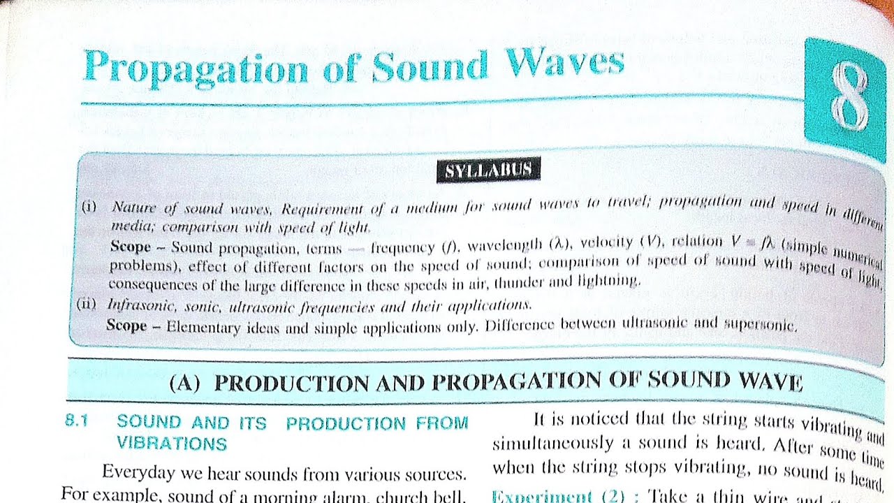 Propagation of Sound Waves Chapter 8 Class 9 icse board Concise Physics Selina Publishers Physics