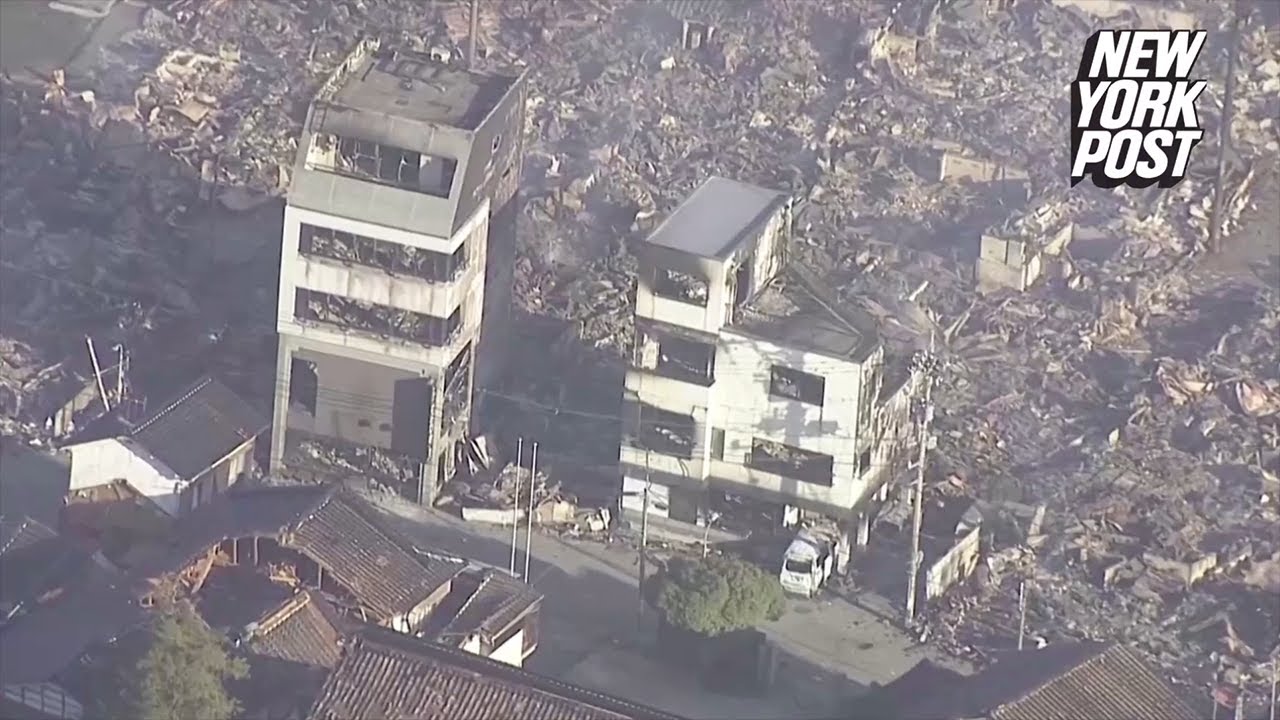 Drone footage reveals earthquake damage in Japan