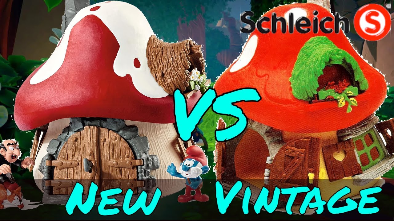 Maison Schtroumpf vintage VS réédition Schleich 20803