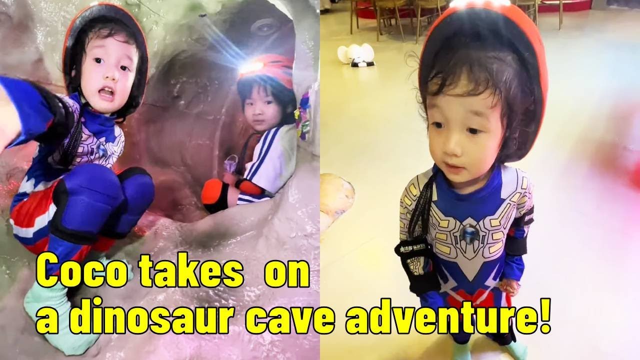 Coco takes his dad on a dinosaur cave adventure, it's so scary!