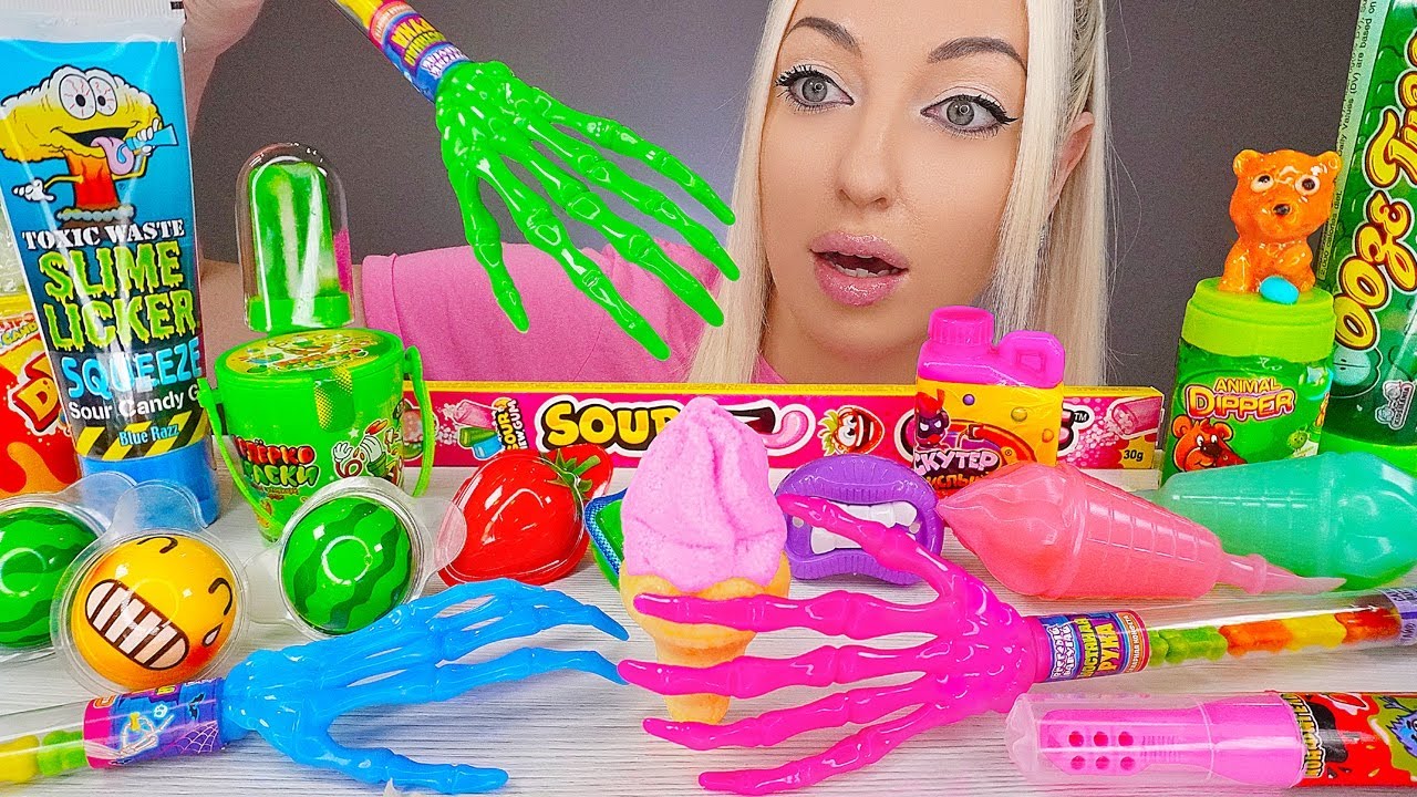 ASMR EATING LOLLIPOP, CANDY, RAINBOW DESSERT, JELLY, EDIBLE SLIME, MUKBANG, 막대사탕, 젤리 캔디 먹방