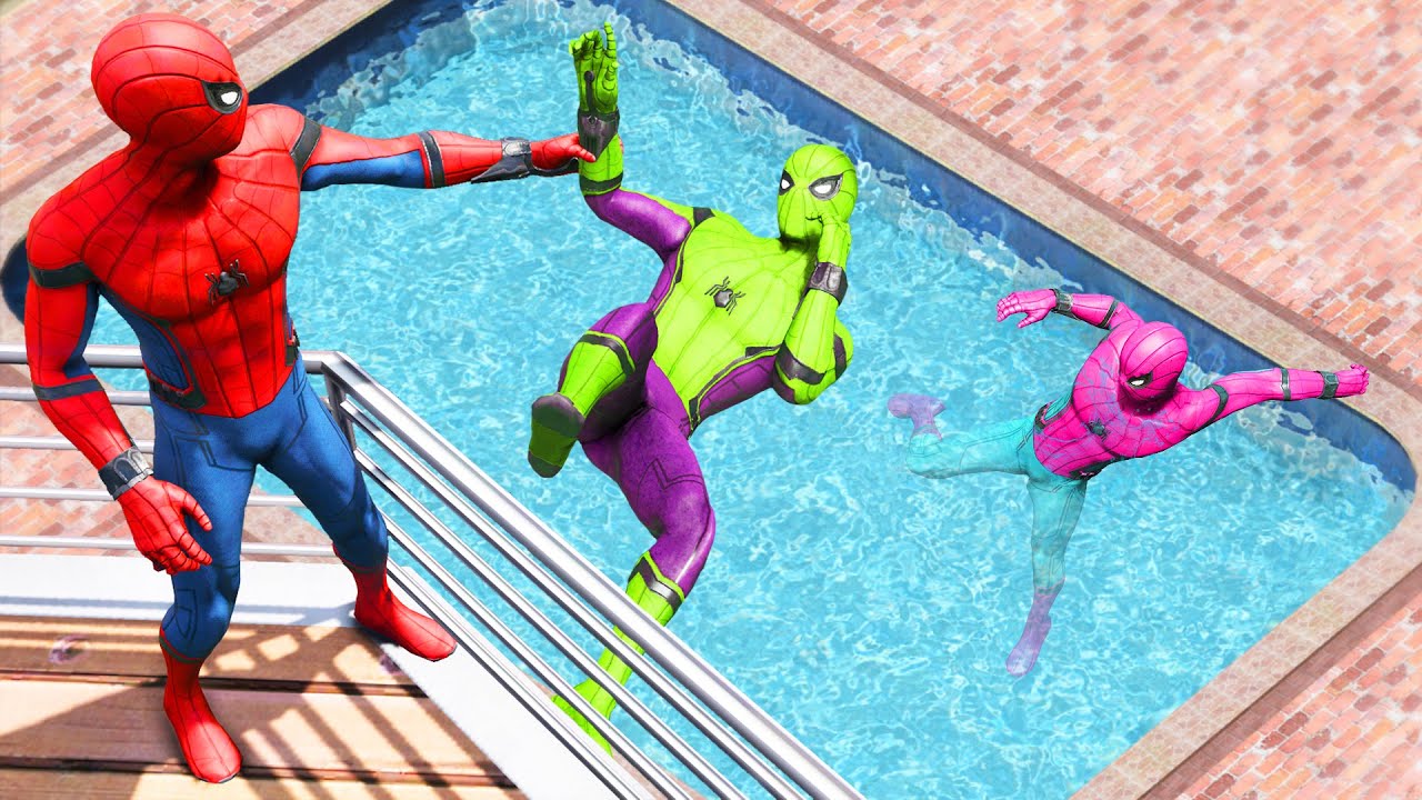 GTA 5 Rainbow Spiderman Jumping off Highest Buildings (Euphoria Physics/Ragdolls) #5