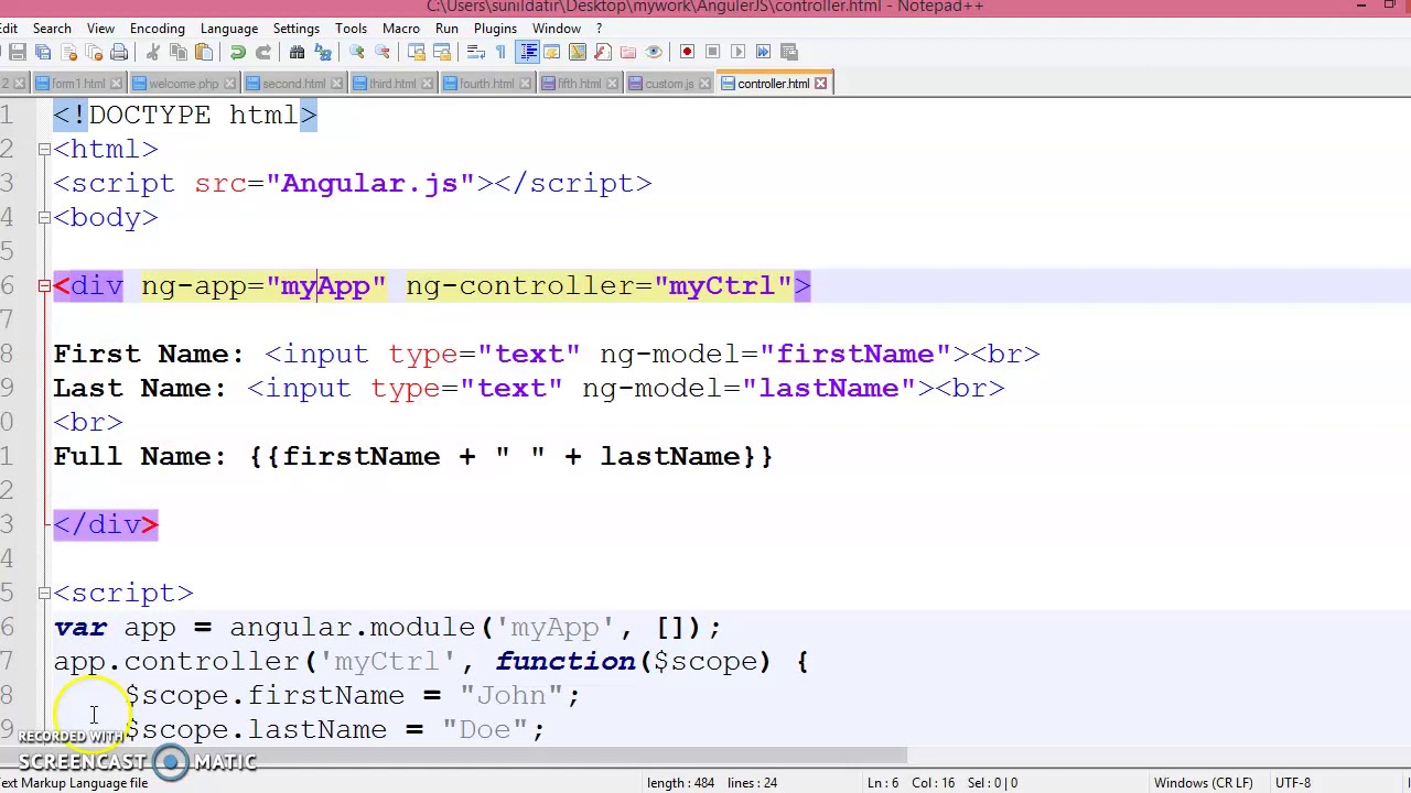 Lecture 4:Learn about AngularJS ng controller