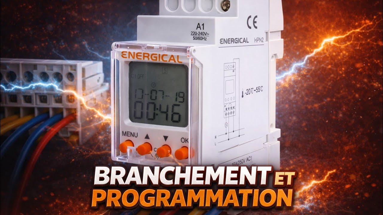 طريقة توصيل و برمجة المؤقة الأسبوعية energical (programmation horloges hebdomadaire)