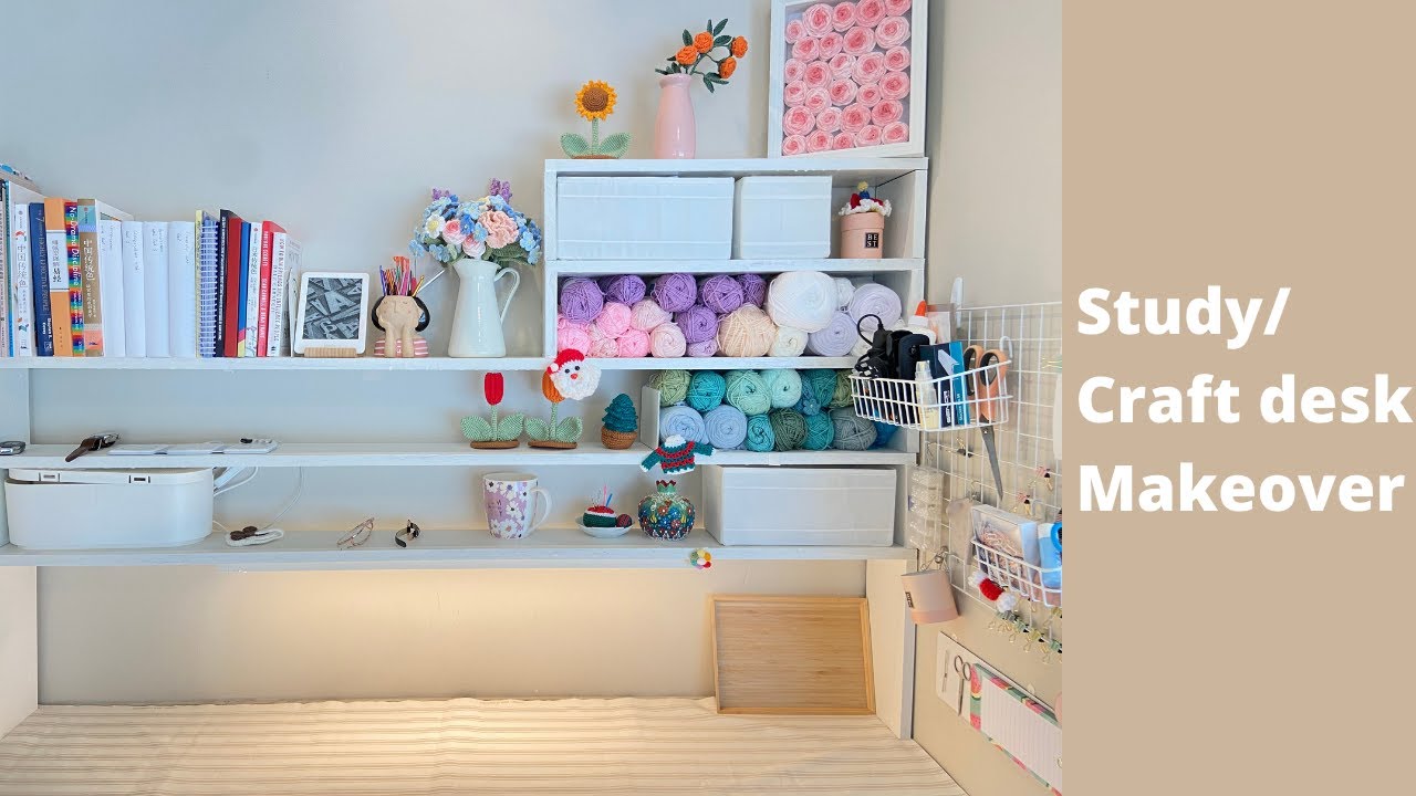 My Cozy Desk Setup | Study/DIY desk makeover| Bunnings Haul | Yarn Organisation