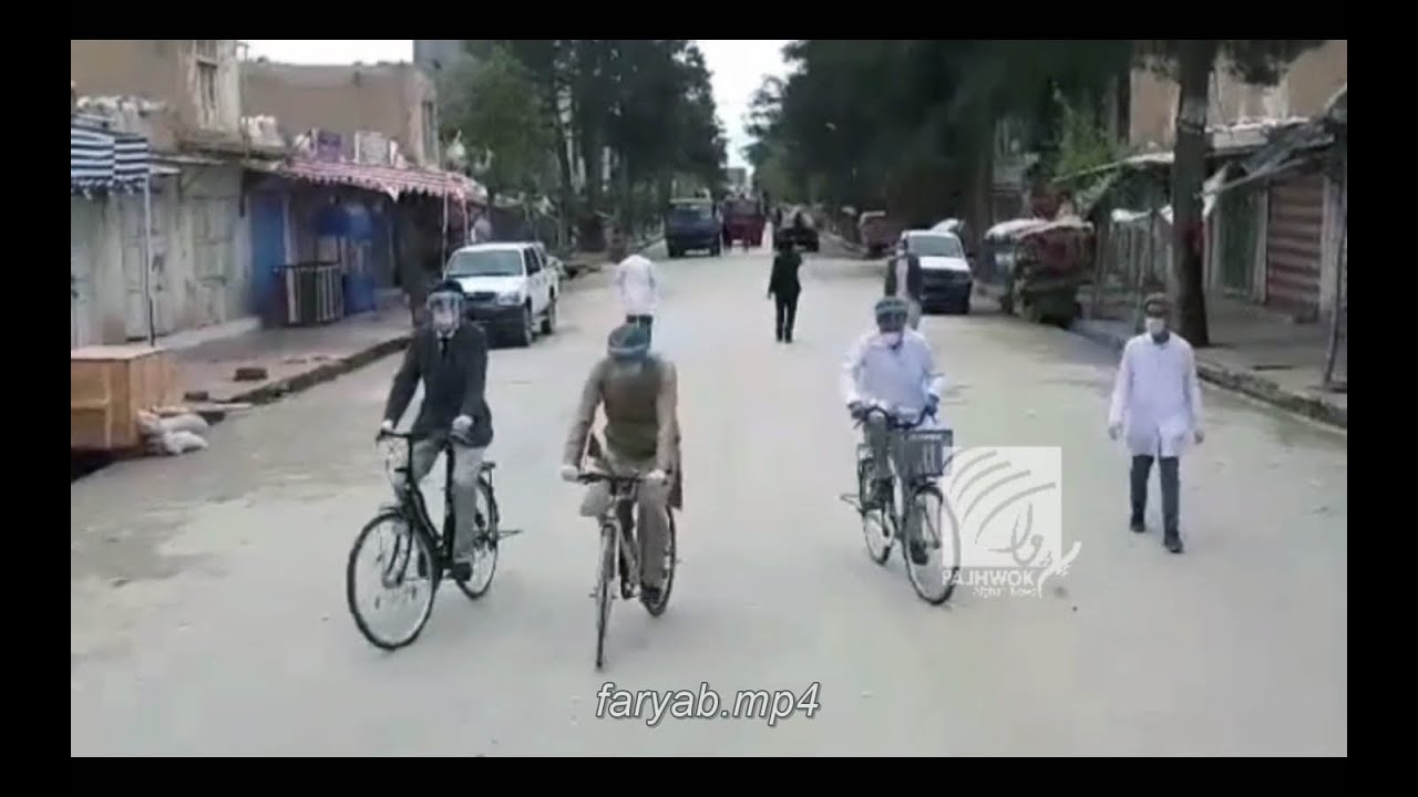 والی و مسولین فارياب  که در کمپاین دواپاشی شهر میمنه شرکت داشتند تمام جاده ها را با بایسکل گشتند