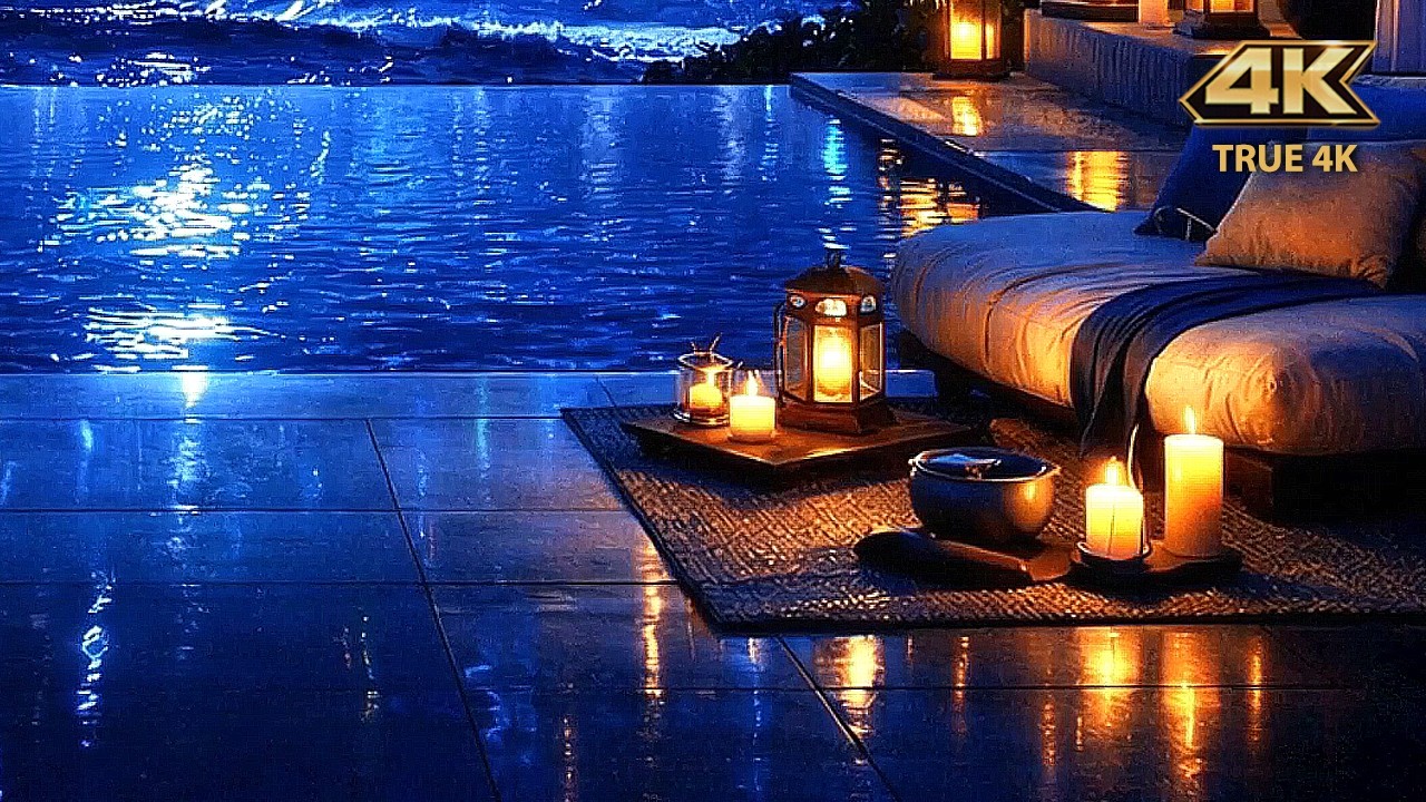 4K Ocean Yoga Night 🌊 | Relaxing Music & Ocean Waves for Deep Calm