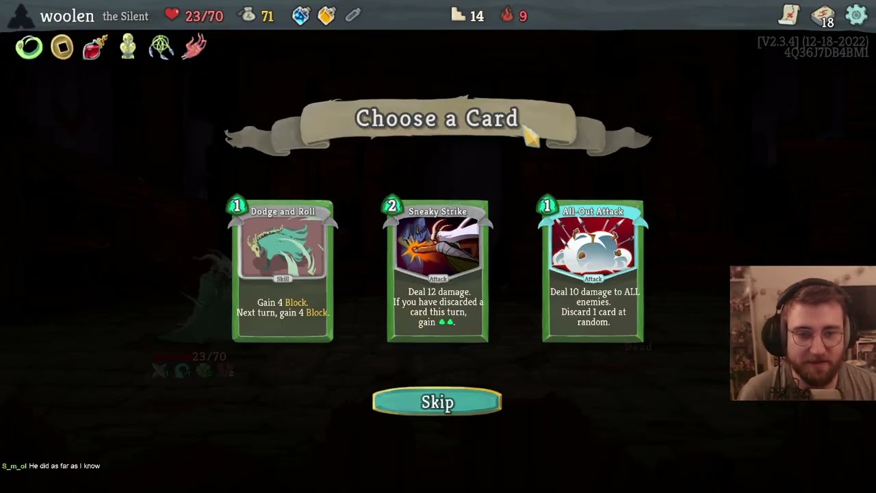 woolen playing Slay the Spire with chat watching :)