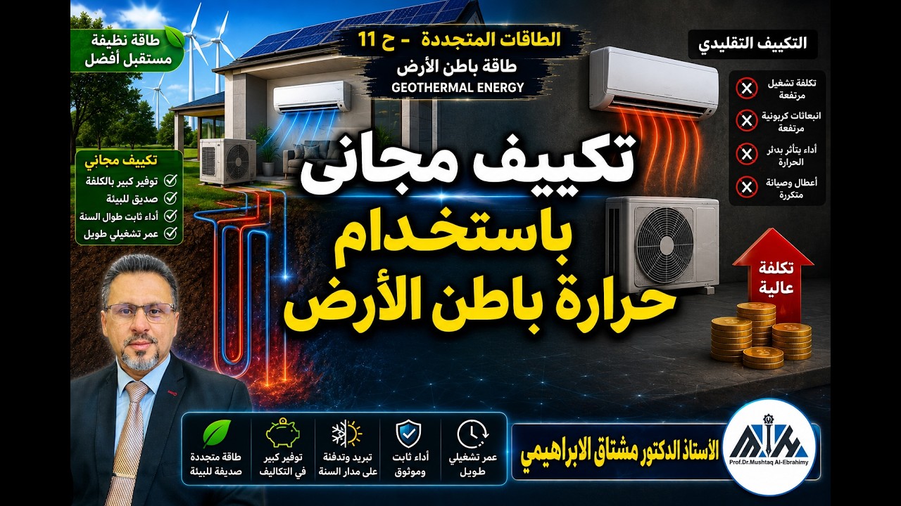 طاقة باطن الارض-ح1(استخدام طاقة باطن الارض في تكييف الهواء بدون استهلاك كهرباء) geothermal energy