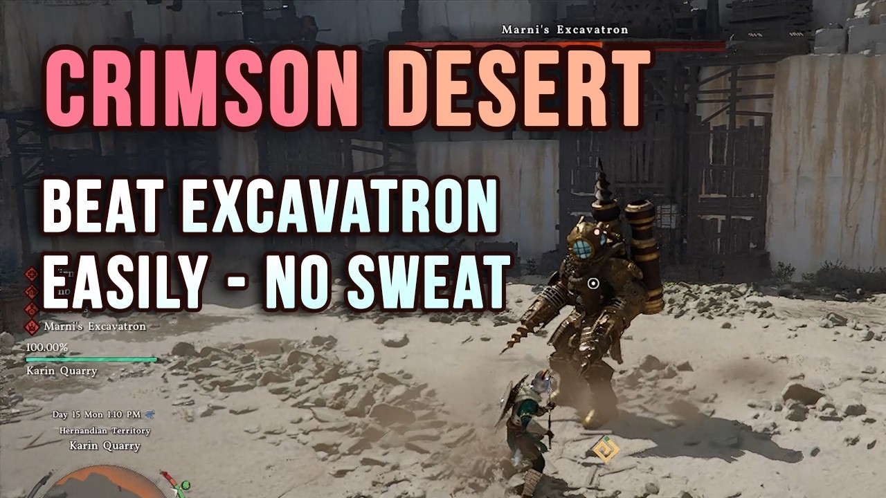 How to Defeat Excavatron Boss in Crimson Desert. In Karin Quarry, this is Marni's Excavatron ⚔️
