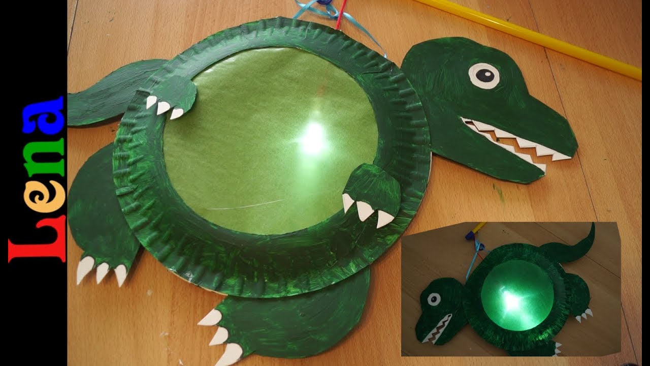 𝗞𝗿𝗲𝗮𝘁𝗶v 𝗺𝗶𝘁 𝗟𝗲𝗻𝗮 🦎 Dino Laterne basteln aus Papptellern 🦎 How to make Dinosaur with paper Plate
