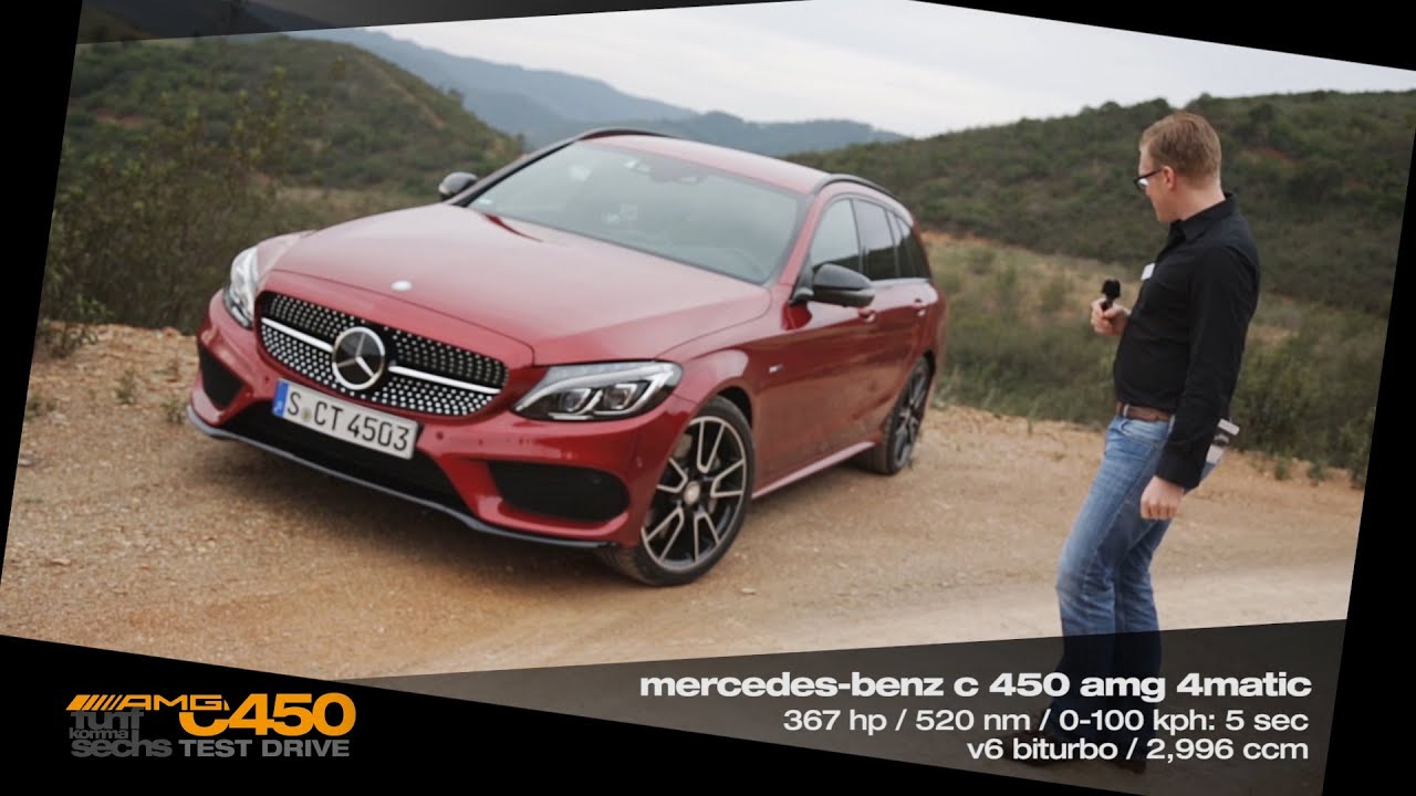 Mercedes C 450 AMG 4MATIC Sport Estate / Testdrive in Portugal (German)