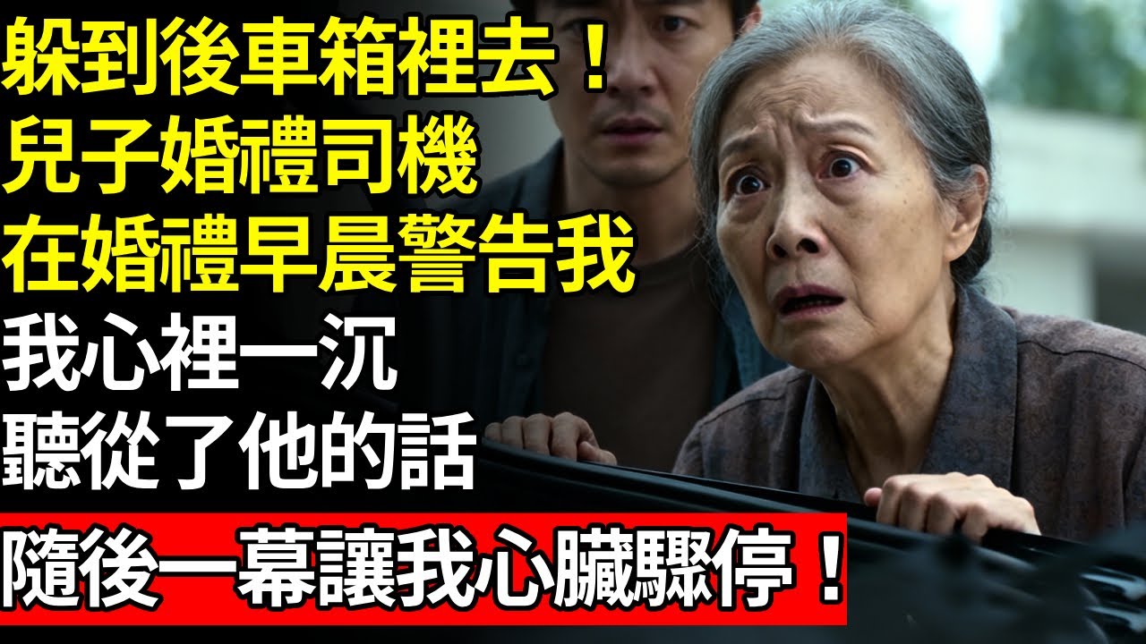 「躲到後車箱裡去！」我兒子婚禮司機在婚禮早晨警告我，我心裡一沉，聽從了他的話，十分鐘後，眼前一幕，讓我難以置信！ #養老#不孝子#人間家務#退休金