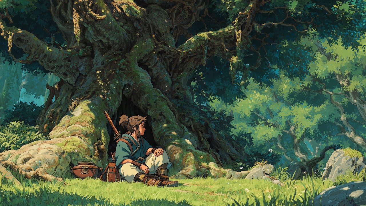 Wandering Swordsman Resting Beneath an Ancient Tree 🌿 | Peaceful Fantasy Ambient