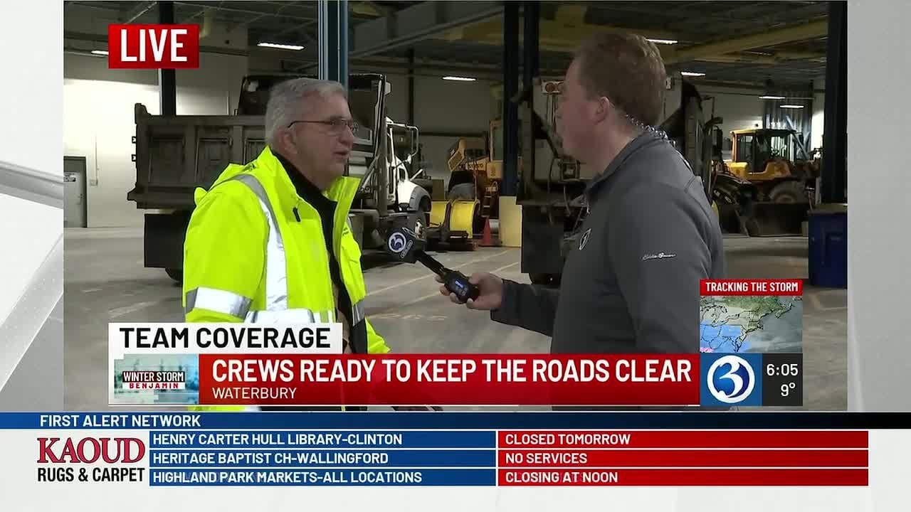 Waterbury snow crews mobilize as Winter Storm Benjamin approaches