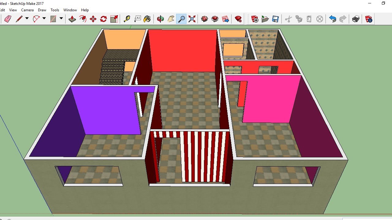 تصميم منزل مساحة 100 متر 10×10م SketchUp 3d