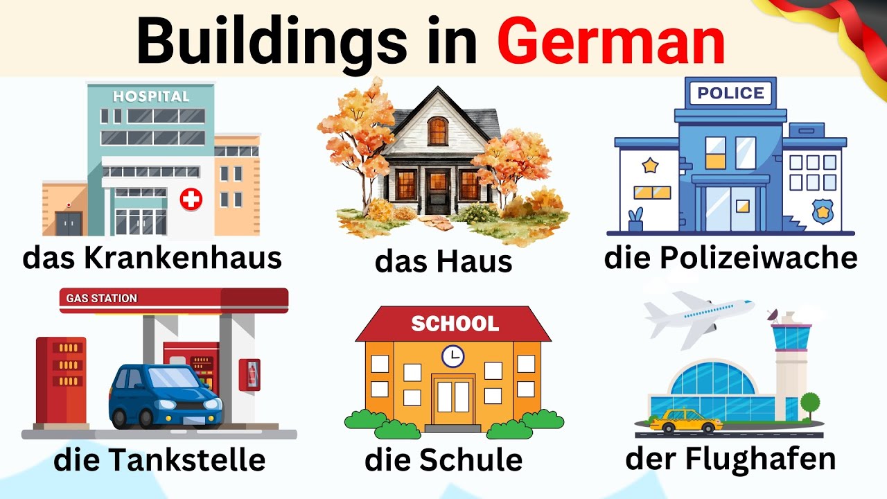 Buildings in German | German for Beginners | Buildings Names in German | German Vocabulary