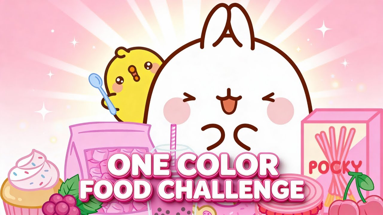 🌈 ONE COLOR Breakfast, Lunch & Dinner Challenge | Molang & Piu Piu