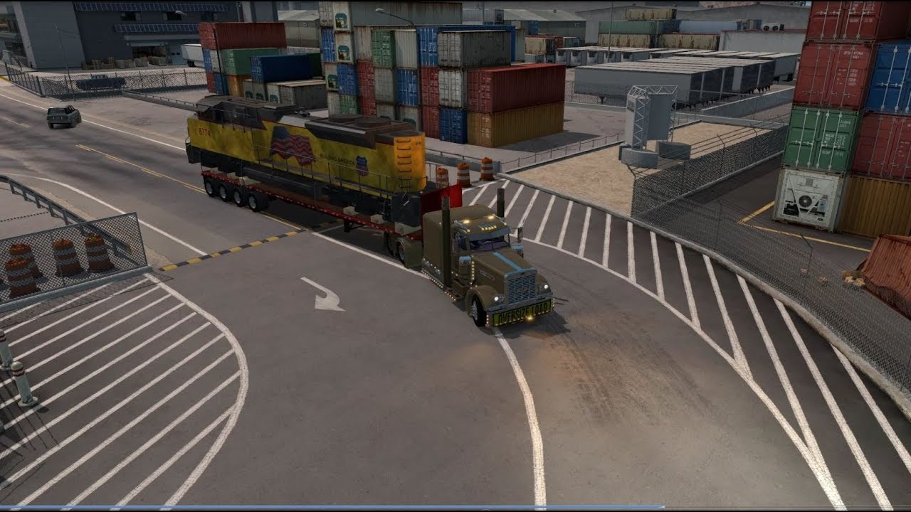 American Truck Simulator Vipers 389 Pete Delivering a Locomotive