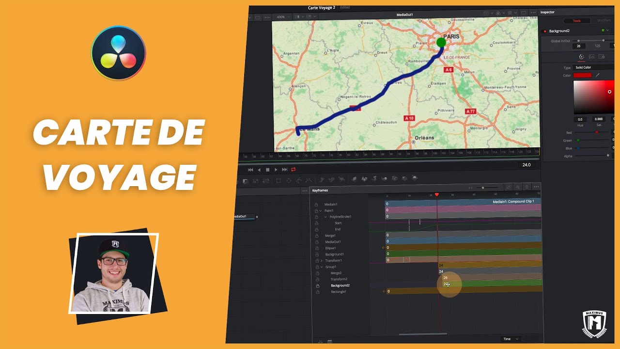 [TUTO] Comment animer carte de voyage dans DaVinci Resolve 16 Fusion ?
