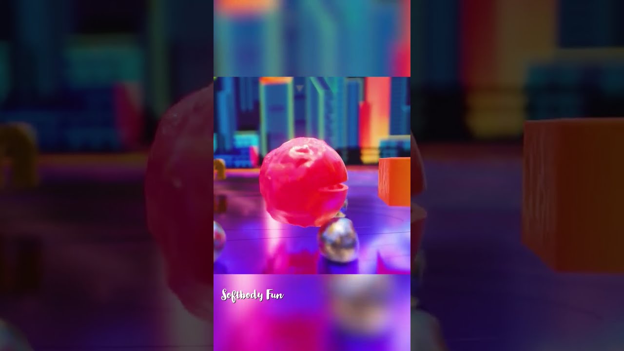 Pac-Man Eats Softbody Cubes & Balls Animation #short #pacman