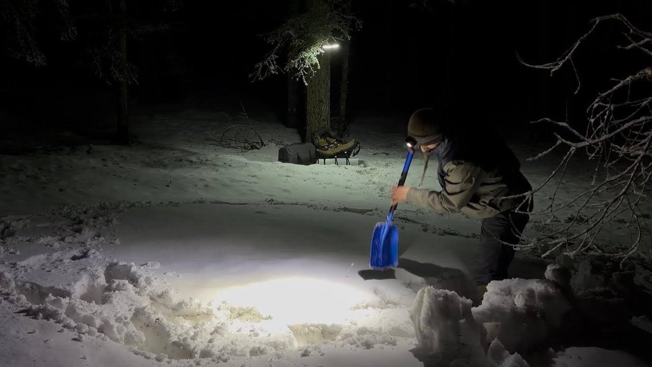 Alone in the Night: Solo Winter Camping | Deep Snow & Wood Stove