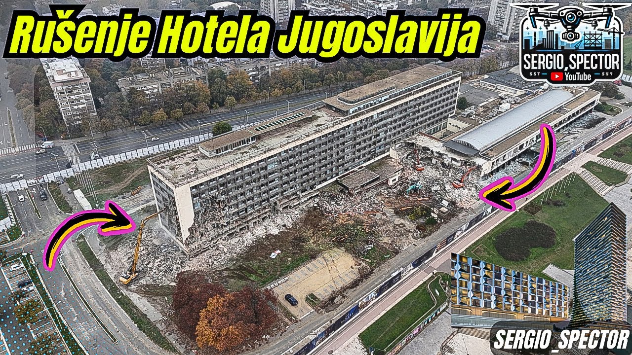 HOTEL JUGOSLAVIJA RUŠENJE IZ DRONA UŽIVO #beograd