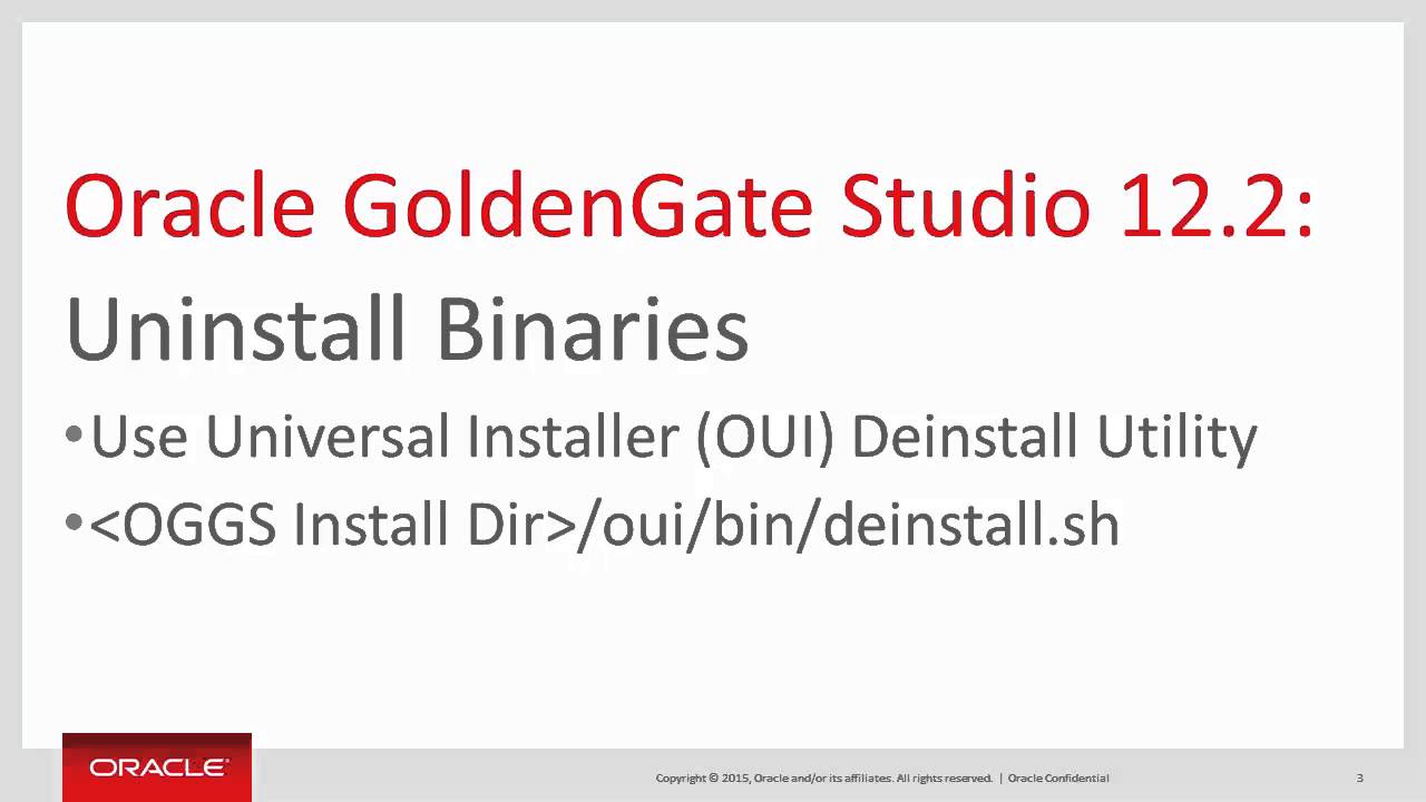 Uninstalling Oracle GoldenGate Studio