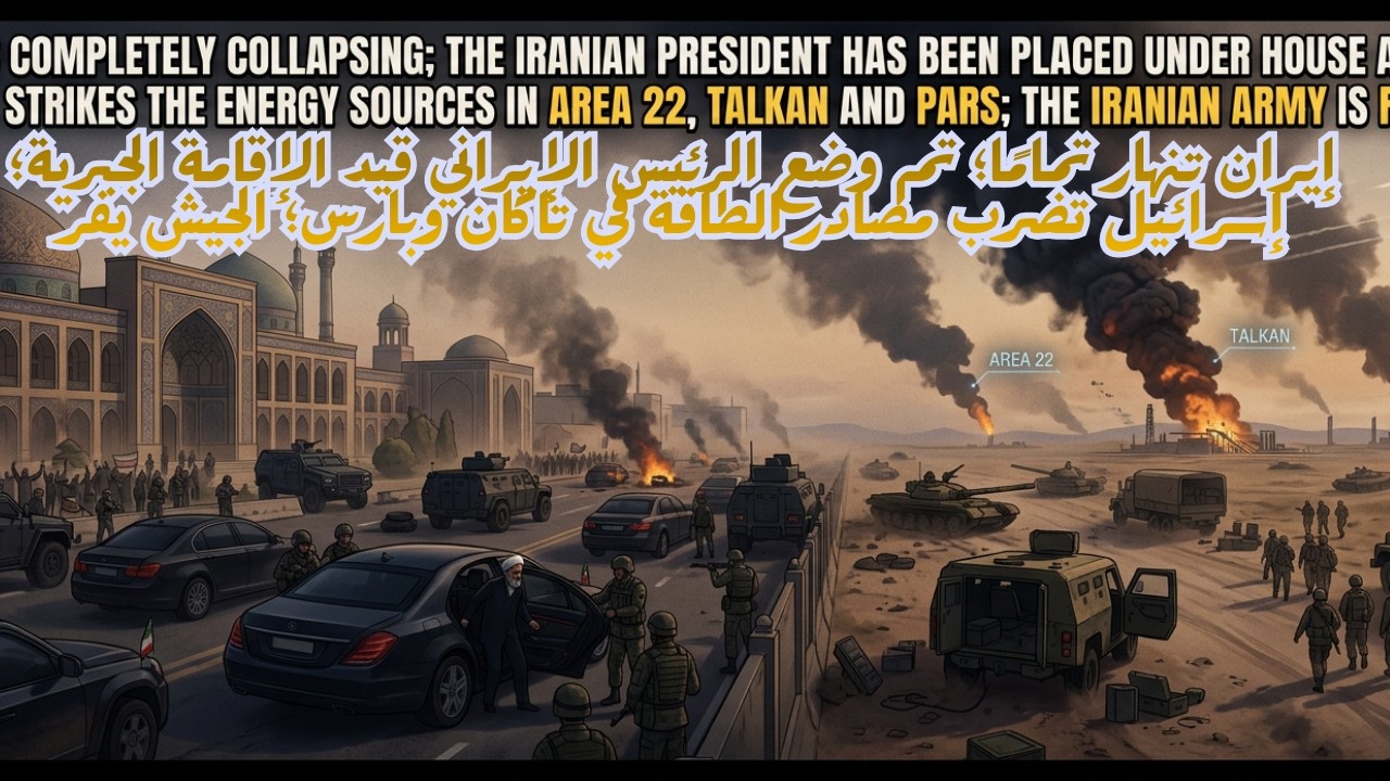ايران تنهار بالكامل وضع رئيس ايران تحت الإقامة الجبرية إسرائيل تضرب مصادرالطاقة تلكان و بارس جيش يفر